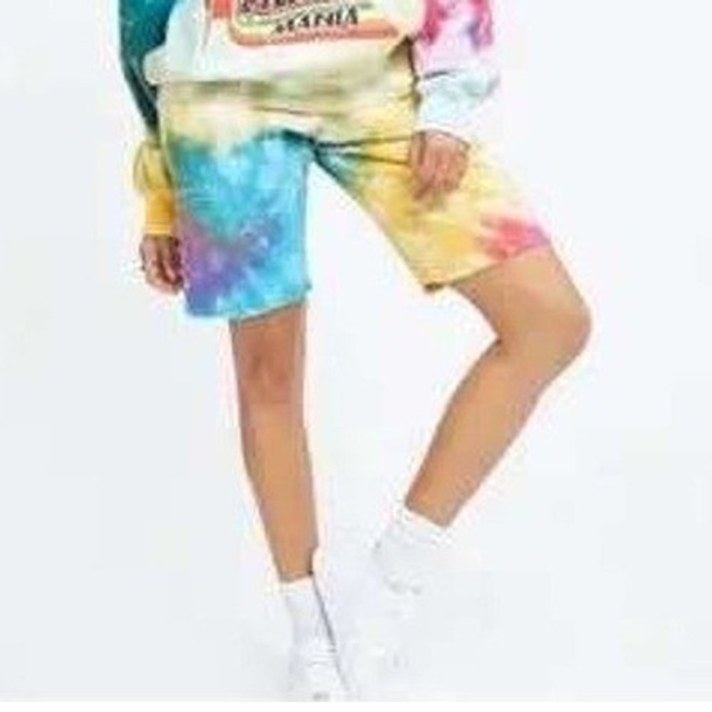 La Detresse Tie Dye Sweat Shorts Strawberry Fields Tropical Rainbow Size L